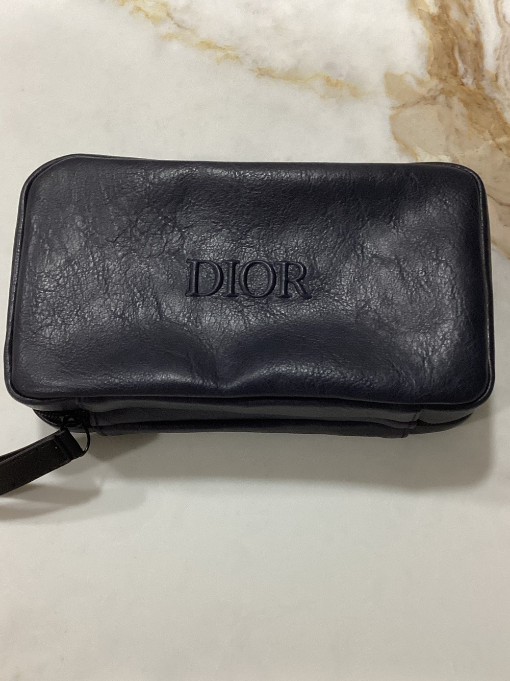 Dior Dark Blue/Black faux Leather Toiletry Pouch NEW